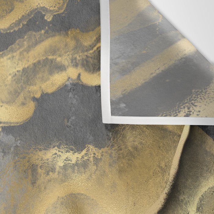 Gold and Black Modern Abstract Art Print Wall Tapestry Gallery Image 3