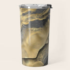 Gold and Black Modern Abstract Art Print Travel Mug Gallery Image 2