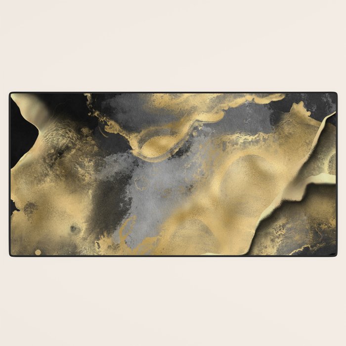 Gold and Black Modern Abstract Art Print Desk Mat Gallery Image 3