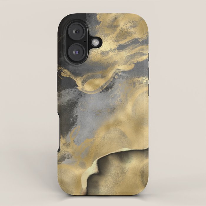 Gold and Black Modern Abstract Art Print iPhone Case Gallery Image 1