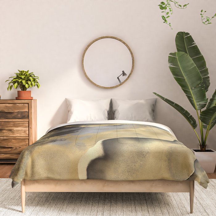 Gold and Black Modern Abstract Art Print Comforter Gallery Image 3