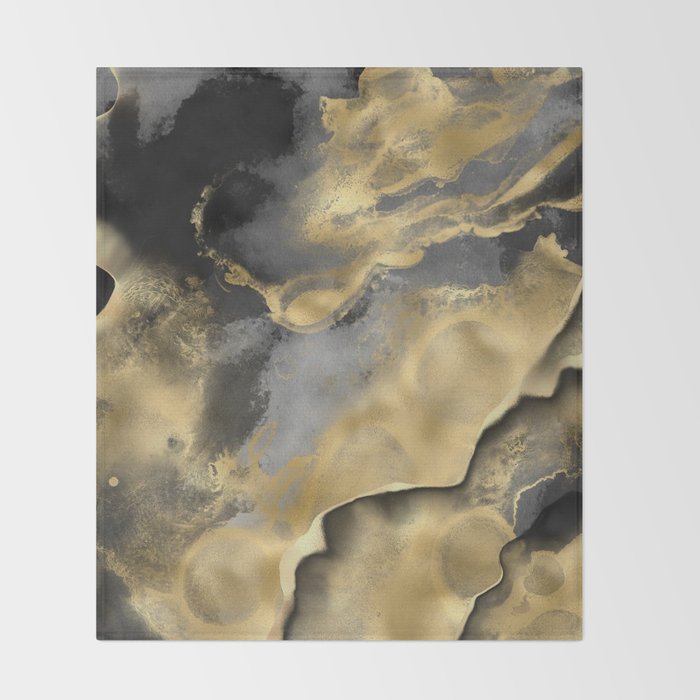 Gold and Black Modern Abstract Art Print Throw Blanket Gallery Image 2