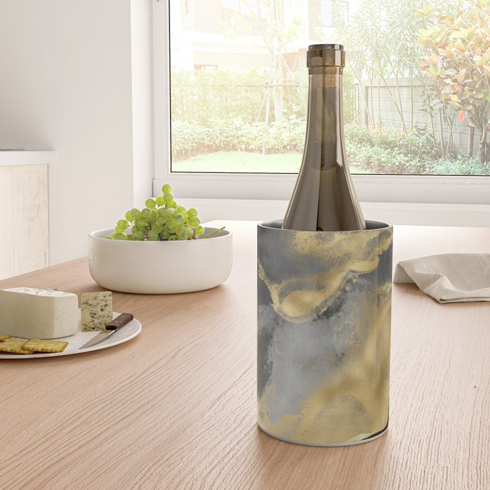 Gold and Black Modern Abstract Art Print Wine Chiller Gallery Image 4