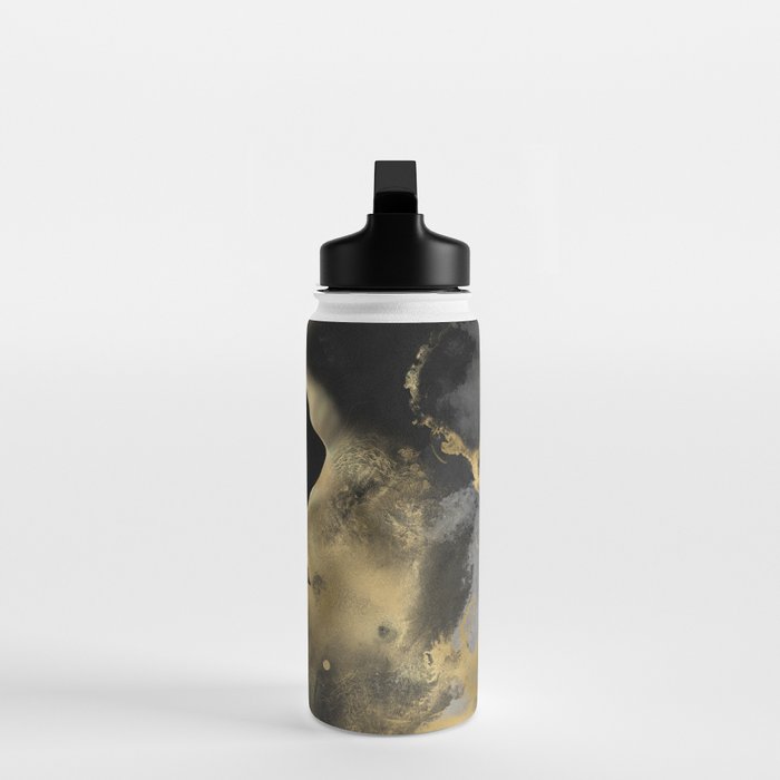 Gold and Black Modern Abstract Art Print Water Bottle Gallery Image 3