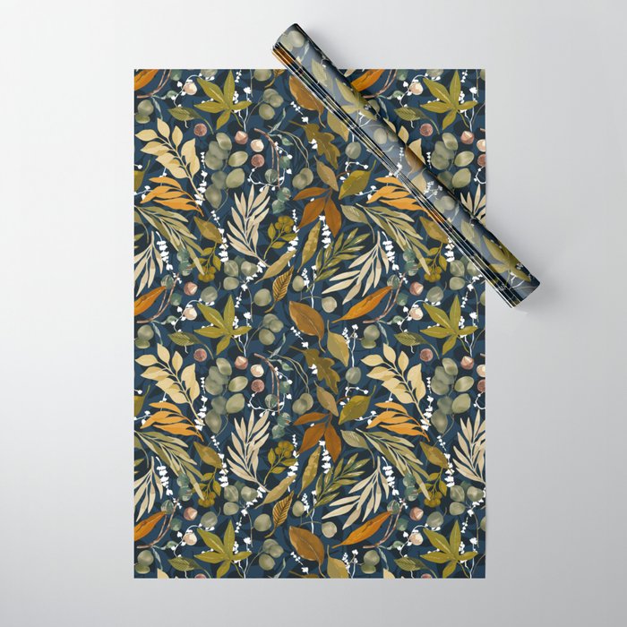 Fall leafy nature dark A Wrapping Paper Gallery Image 1