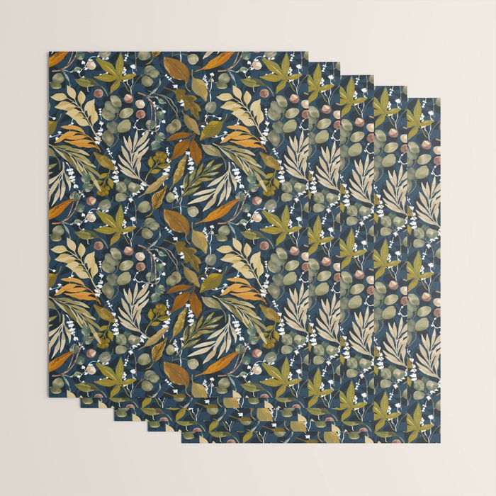Fall leafy nature dark A Wrapping Paper Gallery Image 3