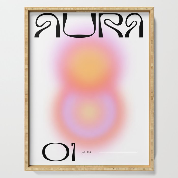 Modern soft blur gradient typography art Serving Tray Gallery Image 1