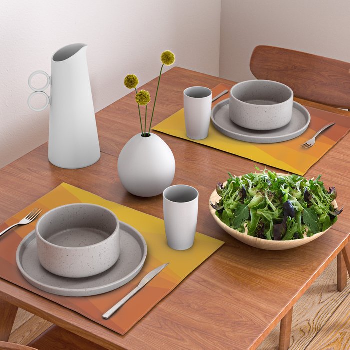 Geometric Triangles XI Retro Orange Placemat Gallery Image 2