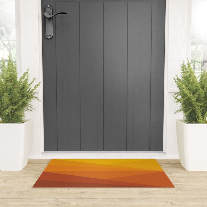 Geometric Triangles XI Retro Orange Welcome Mat Gallery Image 3
