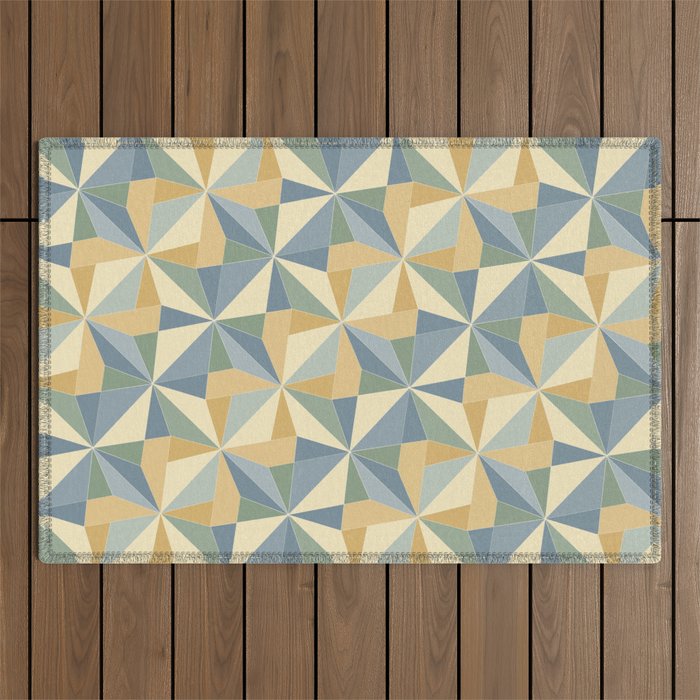 Kaleidoscope Tile Pattern XIV Neutral Earthy Pastel Outdoor Rug Gallery Image 1