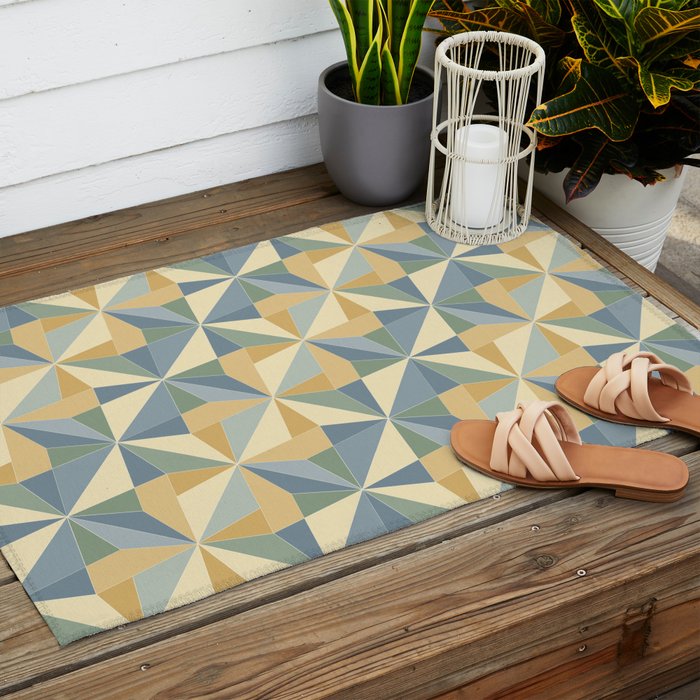 Kaleidoscope Tile Pattern XIV Neutral Earthy Pastel Outdoor Rug Gallery Image 2