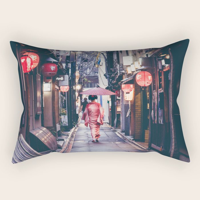 Geisha In Kyoto Rectangular Pillow Gallery Image 1