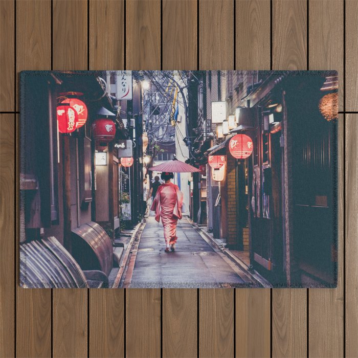 Geisha In Kyoto Outdoor Rug Gallery Image 1