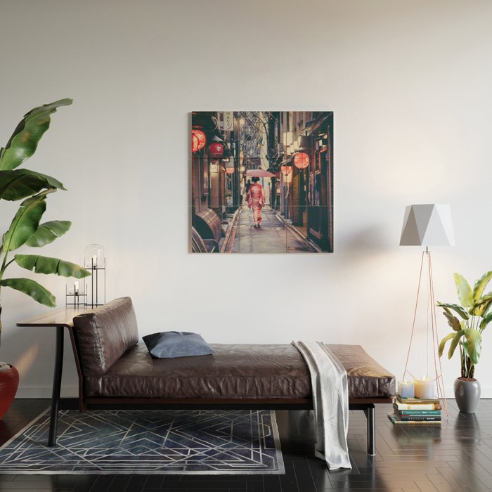 Geisha In Kyoto Wood Wall Art Gallery Image 2