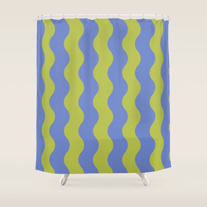 Striped Waves Retro Surf Shower Curtain Gallery Image 1