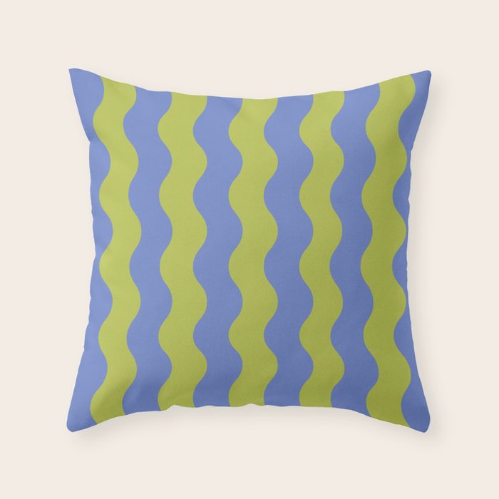 Striped Waves Retro Surf Throw Pillow Gallery Image 1