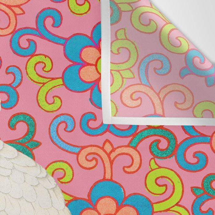Funky Vintage Cockatoo on Retro Dopamine Floral Pattern Wall Tapestry Gallery Image 3