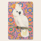 Funky Vintage Cockatoo on Retro Dopamine Floral Pattern Cutting Board Gallery Image 1