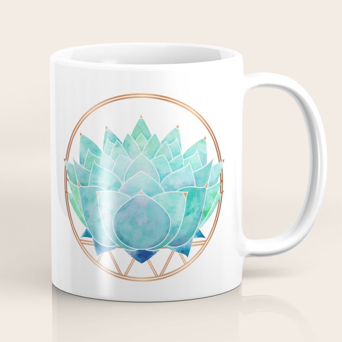 Modern Succulent with Metallic Gold Watercolor Coffee Mug Gallery Image 1
