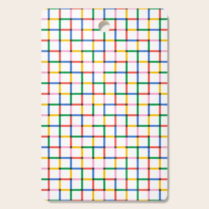 Colorful geometric square mosaic grid pattern Cutting Board Gallery Image 1
