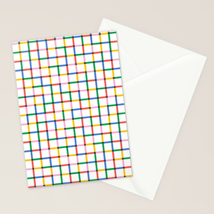 Colorful geometric square mosaic grid pattern Stationery Card Gallery Image 2