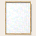 Colorful geometric square mosaic grid pattern Serving Tray Gallery Image 1