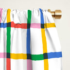 Colorful geometric square mosaic grid pattern Window Curtain Gallery Image 2