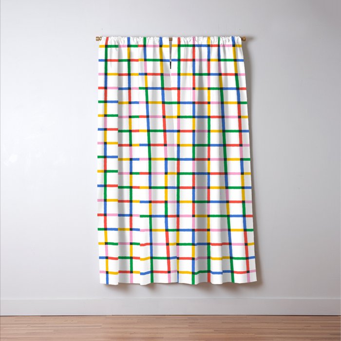 Colorful geometric square mosaic grid pattern Window Curtain Gallery Image 3