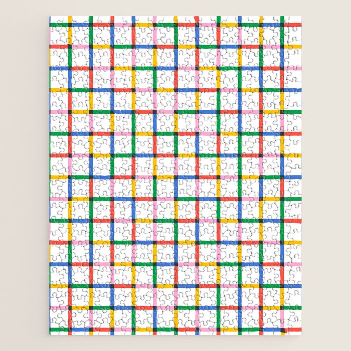 Colorful geometric square mosaic grid pattern Jigsaw Puzzle Gallery Image 1