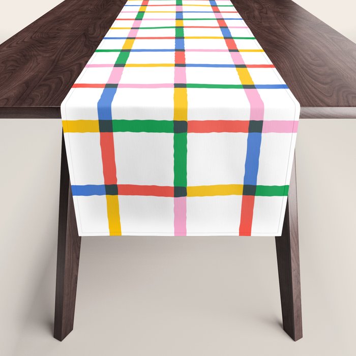 Colorful geometric square mosaic grid pattern Table Runner Gallery Image 1
