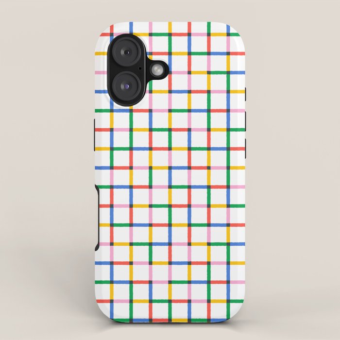 Colorful geometric square mosaic grid pattern iPhone Case Gallery Image 1