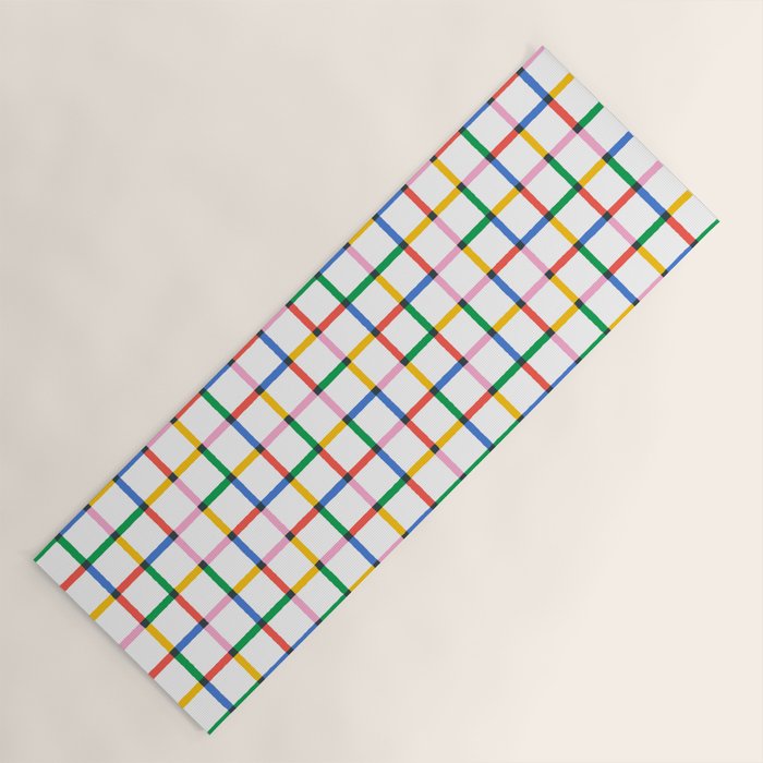 Colorful geometric square mosaic grid pattern Yoga Mat Gallery Image 1