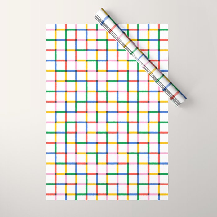 Colorful geometric square mosaic grid pattern Wrapping Paper Gallery Image 1