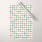 Colorful geometric square mosaic grid pattern Wrapping Paper Gallery Image 1