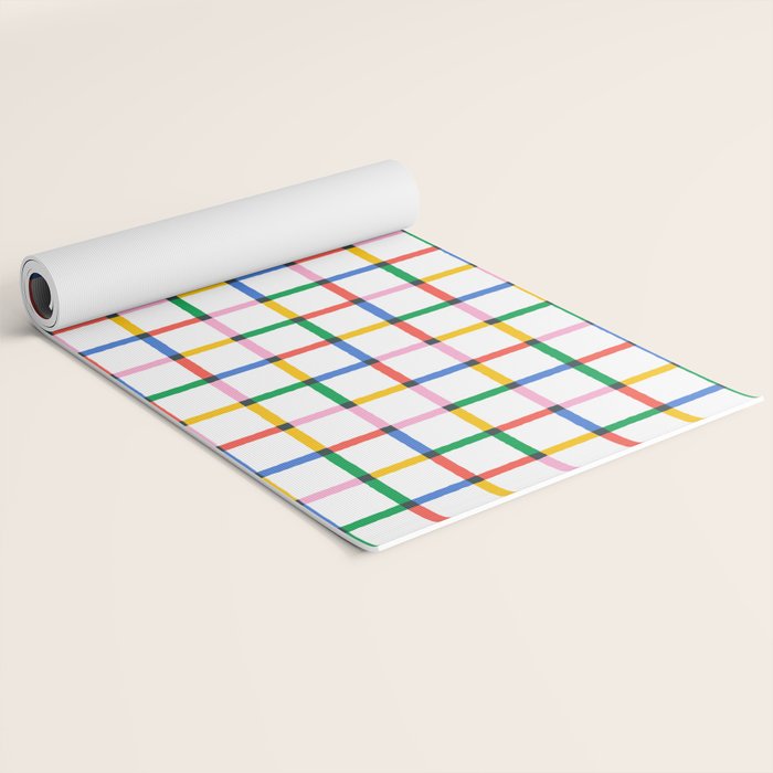 Colorful geometric square mosaic grid pattern Yoga Mat Gallery Image 2