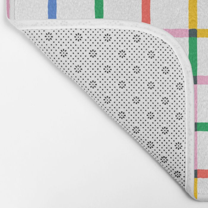 Colorful geometric square mosaic grid pattern Bath Mat Gallery Image 2