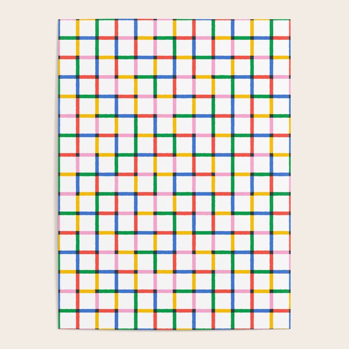 Colorful geometric square mosaic grid pattern Poster Gallery Image 4