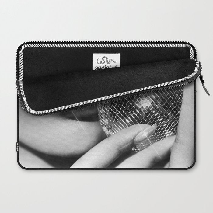 Disco Ball Female Lips - Black And White Modern Wall Art Photograph - Home Decor Laptop Sleeve Gallery Image 2