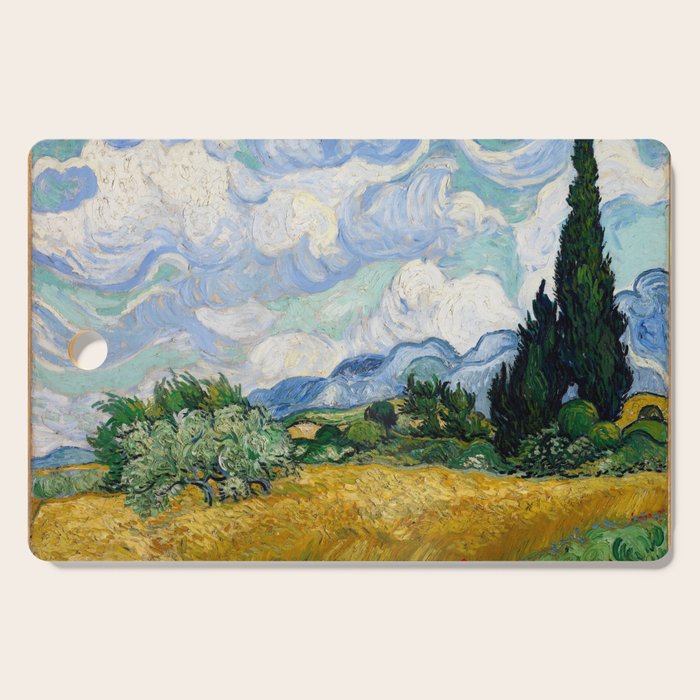 Wheat Field with Cypresses Cutting Board Gallery Image 1