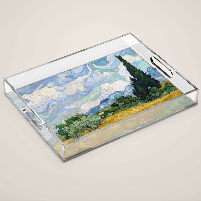 Wheat Field with Cypresses Acrylic Tray Gallery Image 1
