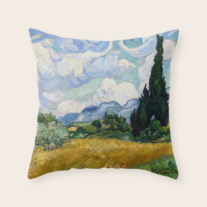 Wheat Field with Cypresses Throw Pillow Gallery Image 6