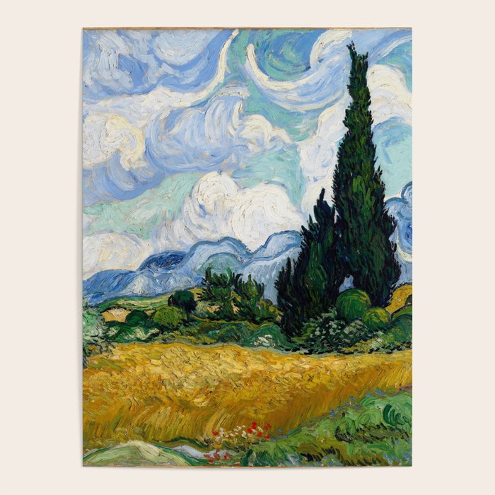 Wheat Field with Cypresses Poster Gallery Image 4
