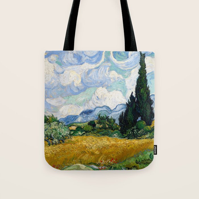 Wheat Field with Cypresses Tote Bag Gallery Image 1