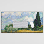 Wheat Field with Cypresses Desk Mat Gallery Image 1