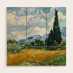 Wheat Field with Cypresses Wood Wall Art Gallery Image 1