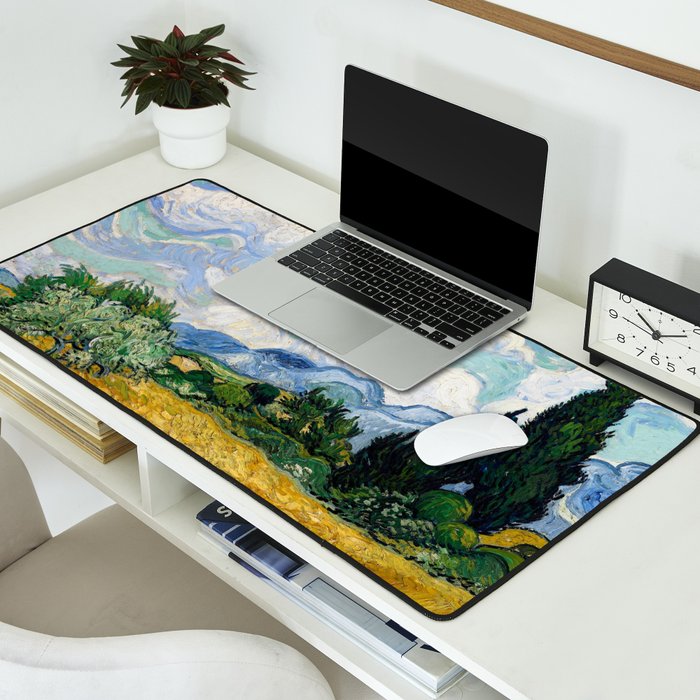 Wheat Field with Cypresses Desk Mat Gallery Image 2