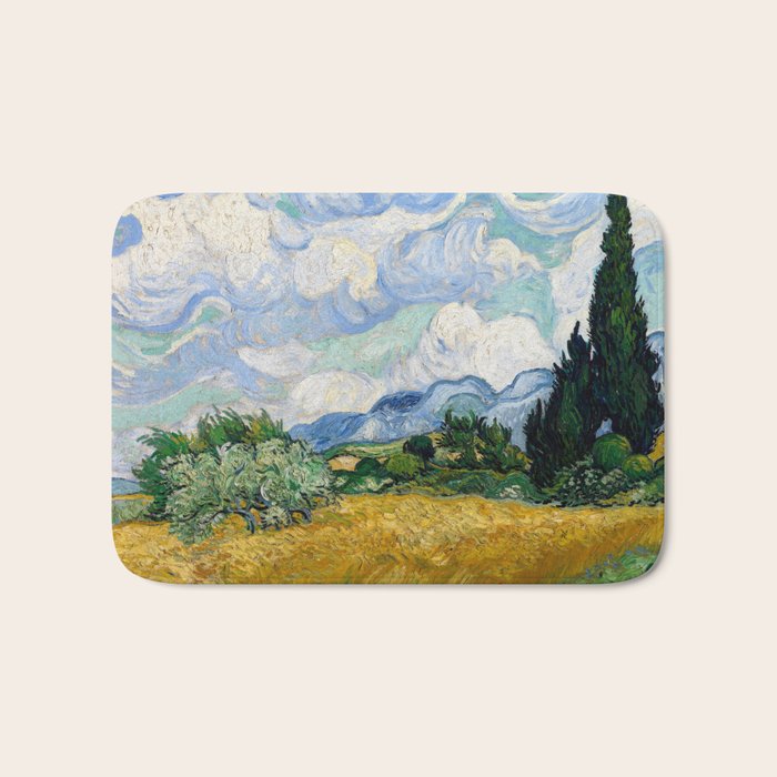 Wheat Field with Cypresses Bath Mat Gallery Image 1