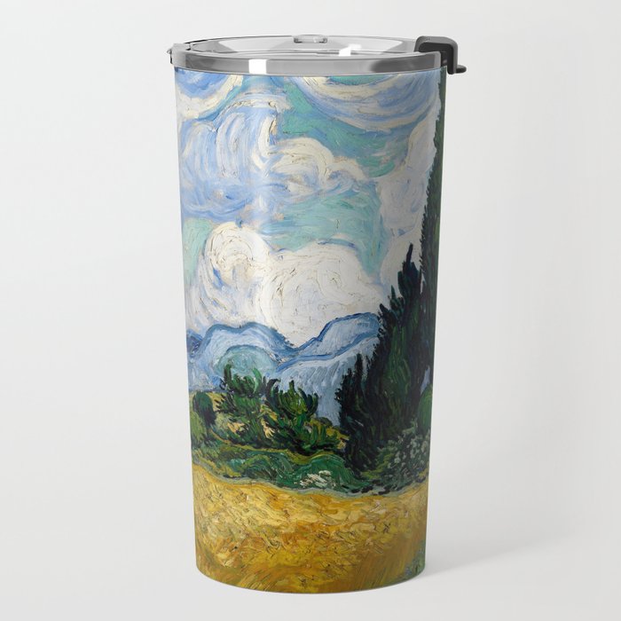 Wheat Field with Cypresses Travel Mug Gallery Image 2