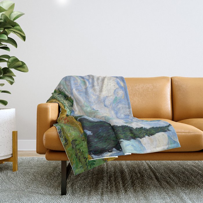 Wheat Field with Cypresses Throw Blanket Gallery Image 1