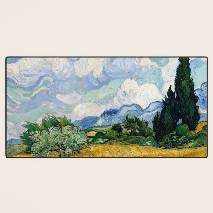 Wheat Field with Cypresses Desk Mat Gallery Image 3